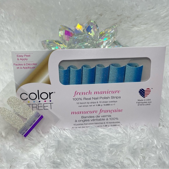 Color Street | On the Flip Side French manicure sky-royal blue verticals ombré - Picture 9 of 12